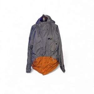 Foursquare mens snowboarding windbreaker jacket grey ish and orange in color